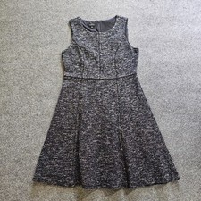 Talbots Dress Womens 10 Black Tweed A Line Sleeveless Lined Round Neck Career