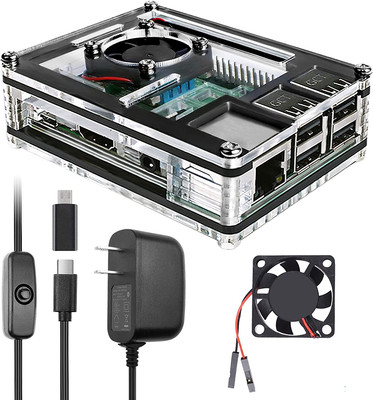 Raspberry Pi 3 B+ Case with Fan Cooling Pi 3B Case with 3 Pcs Heat-Sinks 5V 3A P