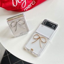 Clear Simple Light Luxury 3D Bow Phone Case For Samsung Galaxy Z Flip 6 5 4 3