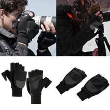 Outdoor Sports Gloves Flip Bag Plus Velvet Mitten Fingerless Touch Windproof US