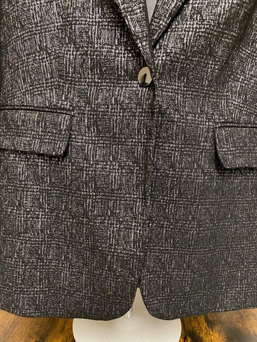 Anne Klein Women Black Metallic Single Button Double Breasted Blazer Size 2 NWOT - Picture 2 of 4