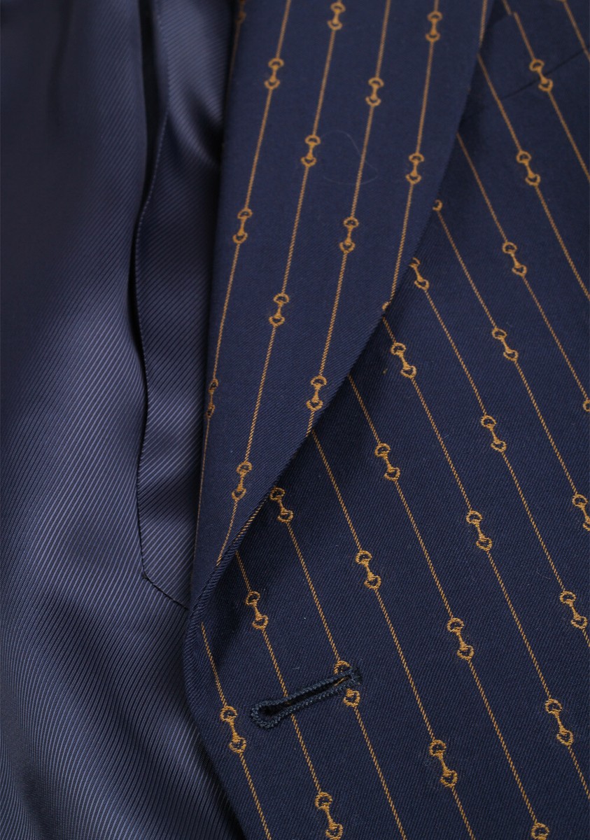 Gucci Blue Striped Signature Suit Size 50 IT / 40R U.S. New