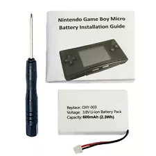 600mAh OXY-003, GPNT-02 Battery Kit for Nintendo Game Boy Micro OXY-001