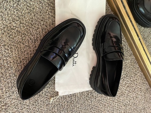 Massimo Dutti BLACK LEATHER LOAFERS WITH TRACK SOLES - 第 7/14 張圖片