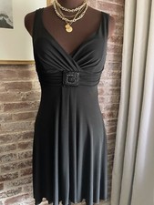 En Focus Petite Women's Little Black Dress Stretch Strappy Sleeve A-Line Size 4P