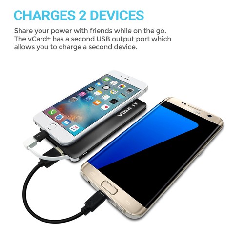 Slim 8mm Power Bank 4000mAh Portable Battery Pack Travel Charger Built-in Cable - Picture 6 of 9