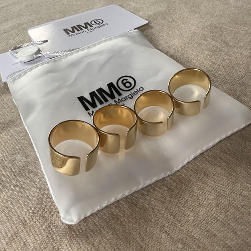 Maison Margiela MM6 Fork Rings set of 4 SS/2022 Brass 100 Size 3 Authentic - Picture 5 of 6