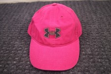 Under Armour Hat Cap Strap Back Womens Pink Gray Running Vented Panel Clean