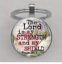 Womens Key Chain Keyring Religious Christian God Bible Verse Silver Metal Gift