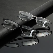 Mens Metal Progressive Multifocus Reading Glasses Bifocal Presbyopic Readers