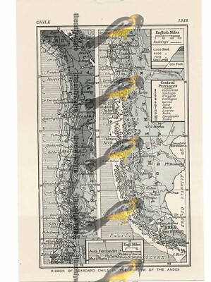 Chile, Landkarte, Buchillustration um 1920