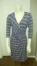 Laundry By Design Womens Dress Faux Wrap Gathered Side V-Neck 3/4 Sleeve Sz  6