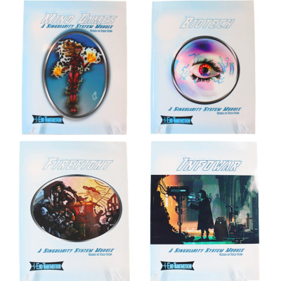 4 Singularity System RPG Gaming Book Modules Mind Game Biotech Firefight Infowar