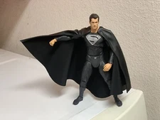 Custom Mcfarlane black wired leather superman cape 1/12 Dc Multiverse NOT FIGURE