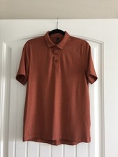 LULULEMON EVOLUTION COLLARED RUST STRETCH SHORT SLEEVE POLO SHIRT SIZE M