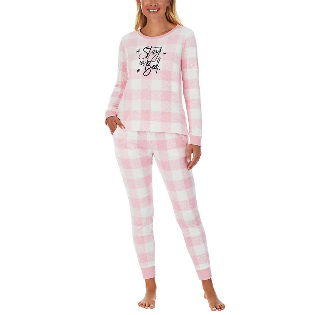 New Jane and Bleecker Ladie's Fleece Pajama Set Nighty Night & Stay in bed M L