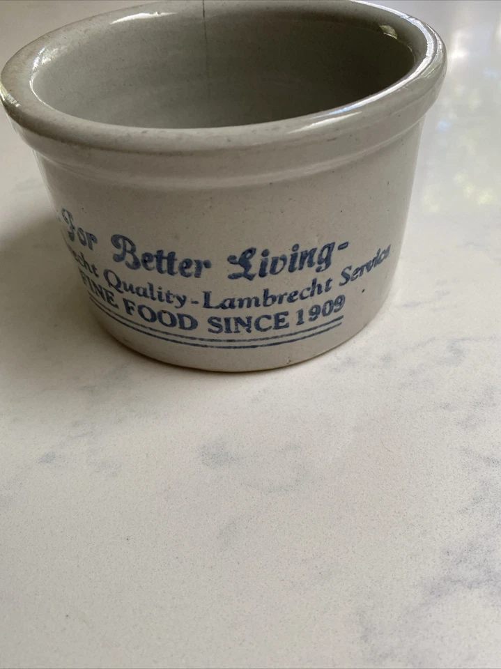 "Vasija de mantequilla de gres vintage Lambrecht - Chicago Milwaukee 12c 1 1/2 lb 5,5""x3""" Foto 3 de 3