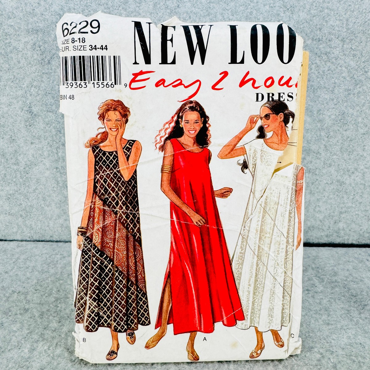 New Look 6229 Loose Tent Dress Sleeveless Side Slit Misses Size