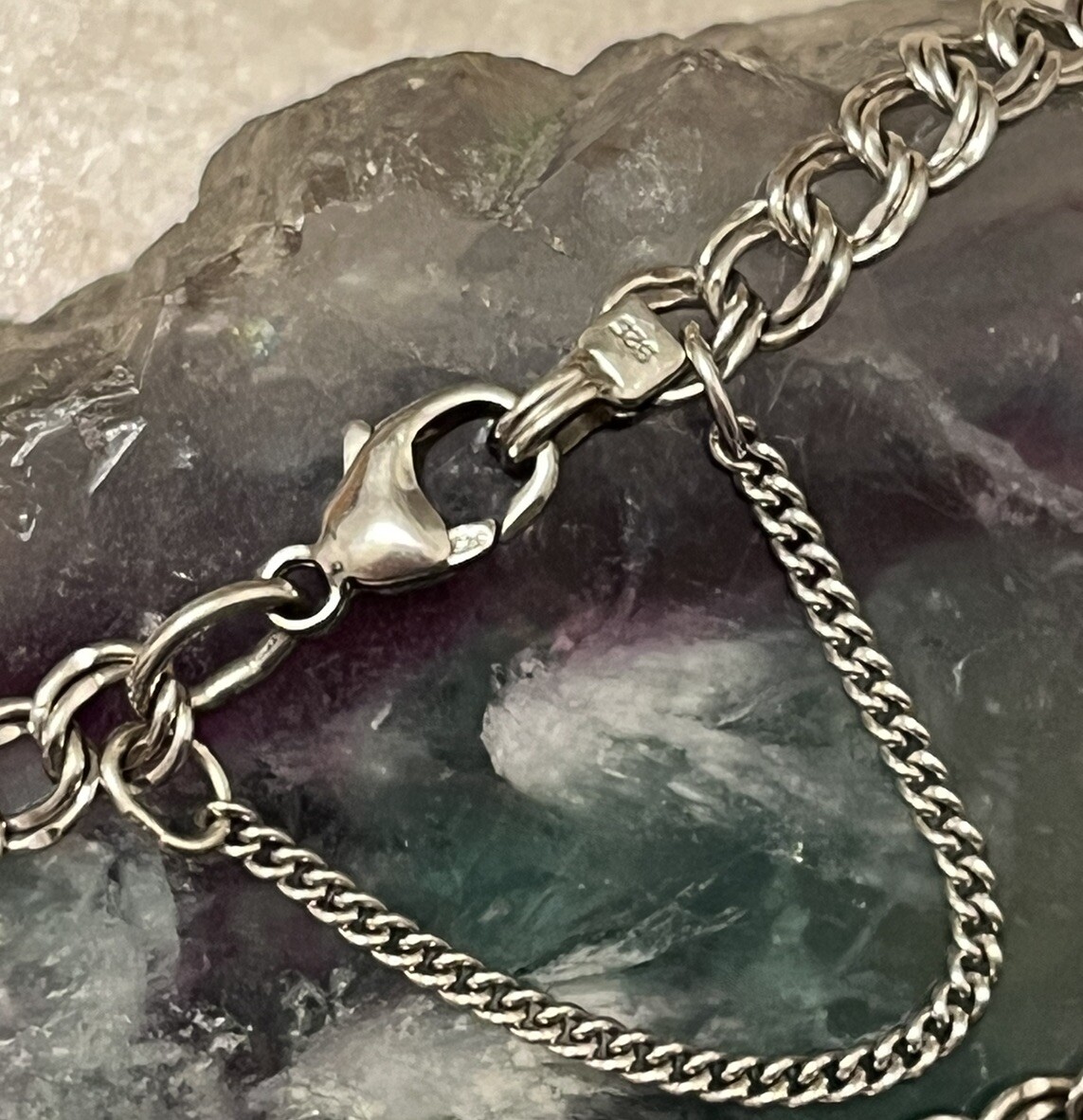 James Avery Sterling Silver Heavy Double Curb Charm Bracelet w Safety