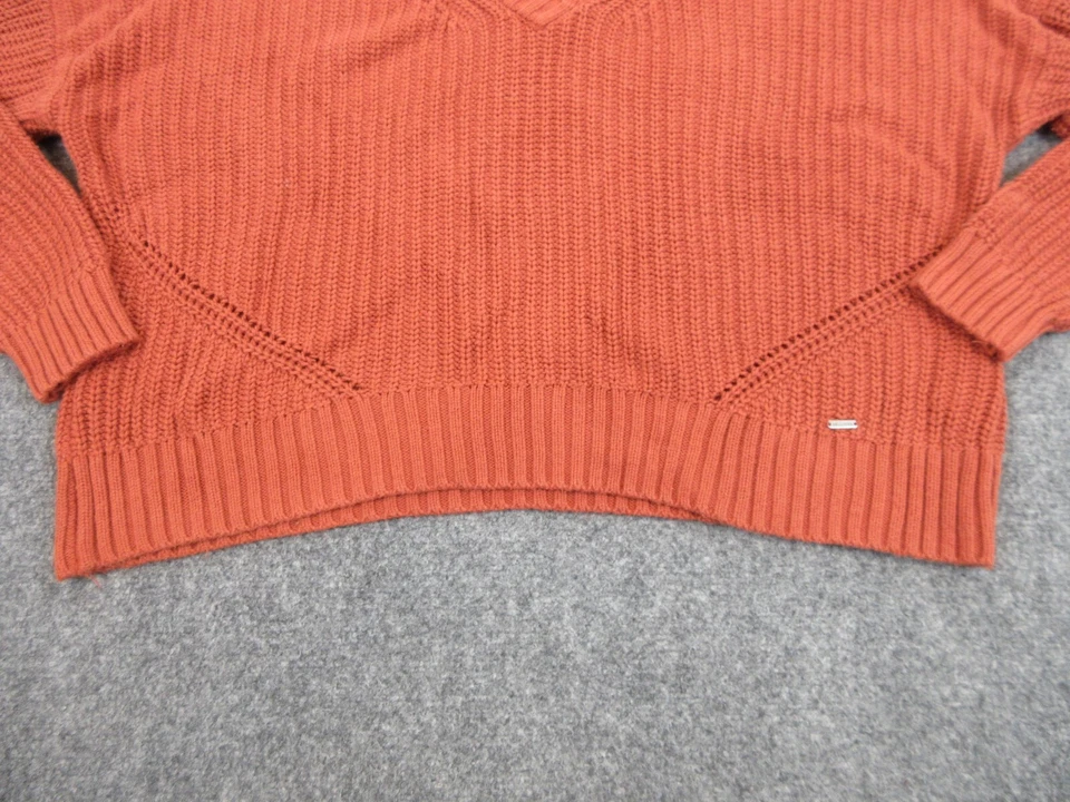 Hollister Sweater Womens Adult Medium Orange Knit Casual Preppy Crop Sweatshirt - Imagem 2 de 4