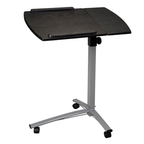 Portable Height Adjustable Computer Mobile Rolling Desk Laptop Table Bed Stand - Picture 3 of 8