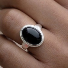 Black Onyx Gemstone 925 Sterling Silver Handmade Jewelry Ring Gift For Her C-865