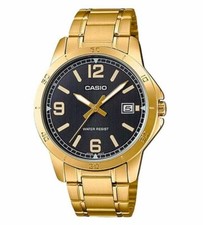 x Orologio Da Polso CASIO MTP-V004G-1BUDF Analogico Uomo Dorato Nero Data lac