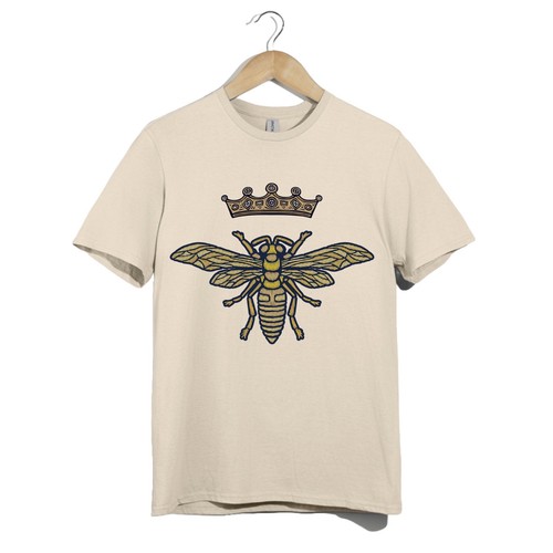 Royal Bee Crown T-Shirt Unisex Embroidery Style Insect Queen Boho Nature Graphic - Picture 15 of 20