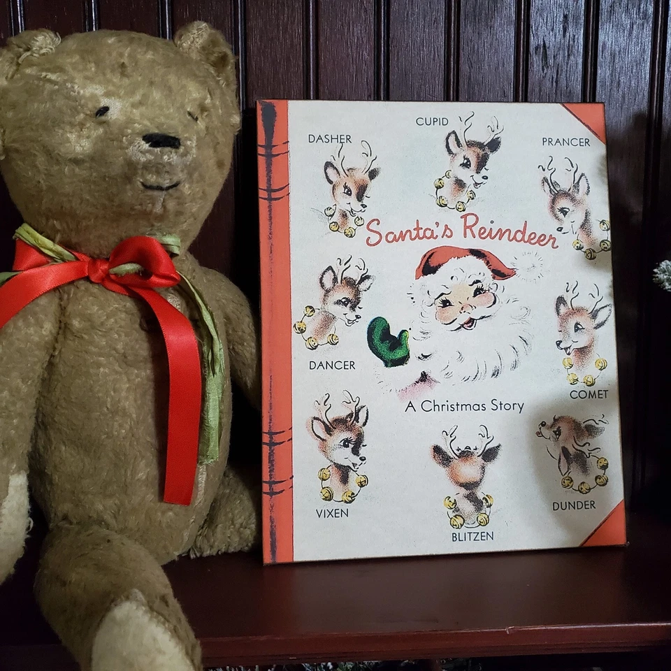 HTF RETRO MODERN VINTAGE BOOK LIKE STYLE CHRISTMAS SANTAS REINDEER NAMES SIGN - Image 3 of 4