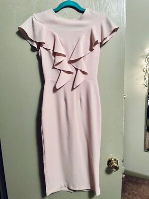 dusty pink pencil dress Tiered Draped Pencil Dress, Light Pink – Jolie Moi Retail main image 1