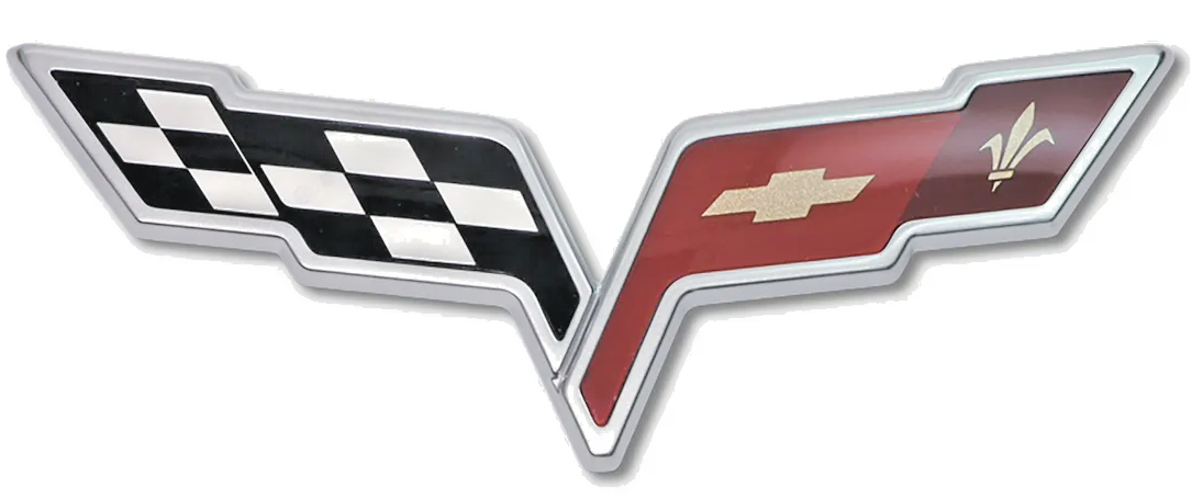 US MADE OEM 2005 - 2013 Corvette Nose OR Waterfall Emblem Crossed Flags C6 NEW