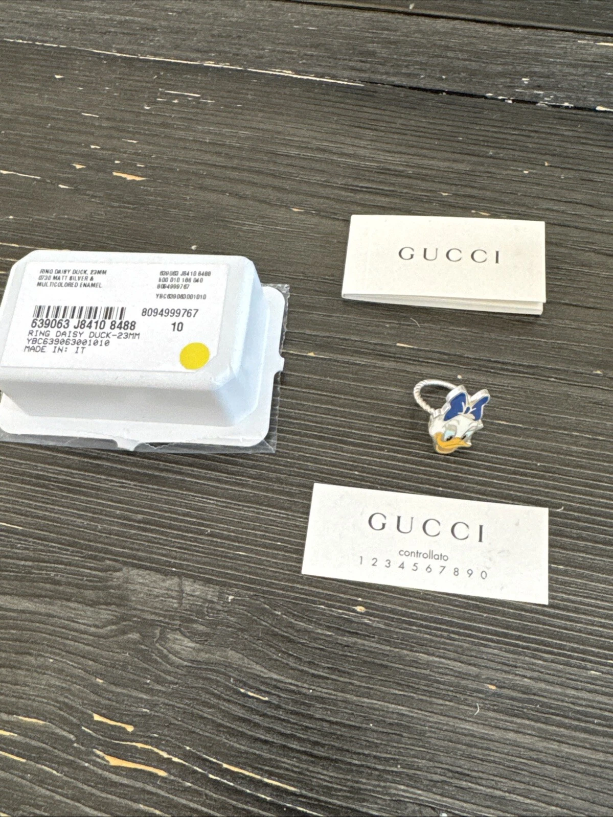 Authentique bague GUCCI Disney Daisy Duck US 7,0 7,5 (taille US) argent 925 pour femme