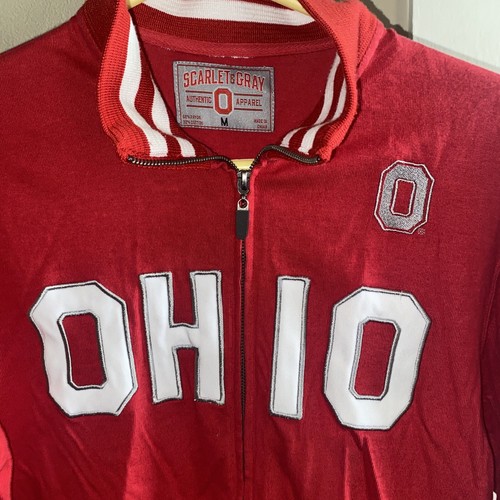 Giacca OHIO STATE BUCKEYES Stile Letterman Cucito Logo NCAA Adulto MEDIO Cerniera Intera - Foto 2 di 6