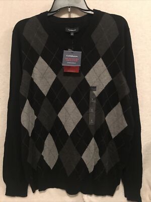 CROFT & BARROW Men s V-Neck Argyle Sweater Size LG Multi Color Ret $45 (TW-1893)