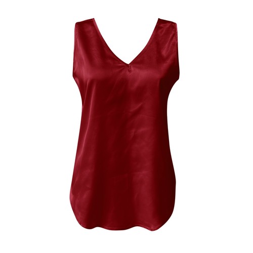 Tank Tops For Women, V Neck Silk Summer Satin Sleeveless Blouse Basic Camisole - Picture 17 of 31