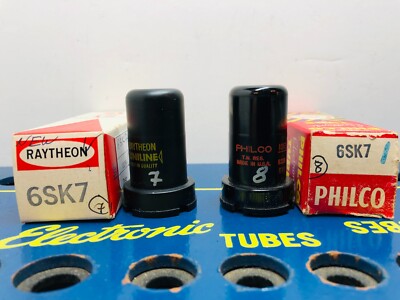 Closely Matched Lot of 2 Tube 6SK7 NOS NIB Tested Strong Tube