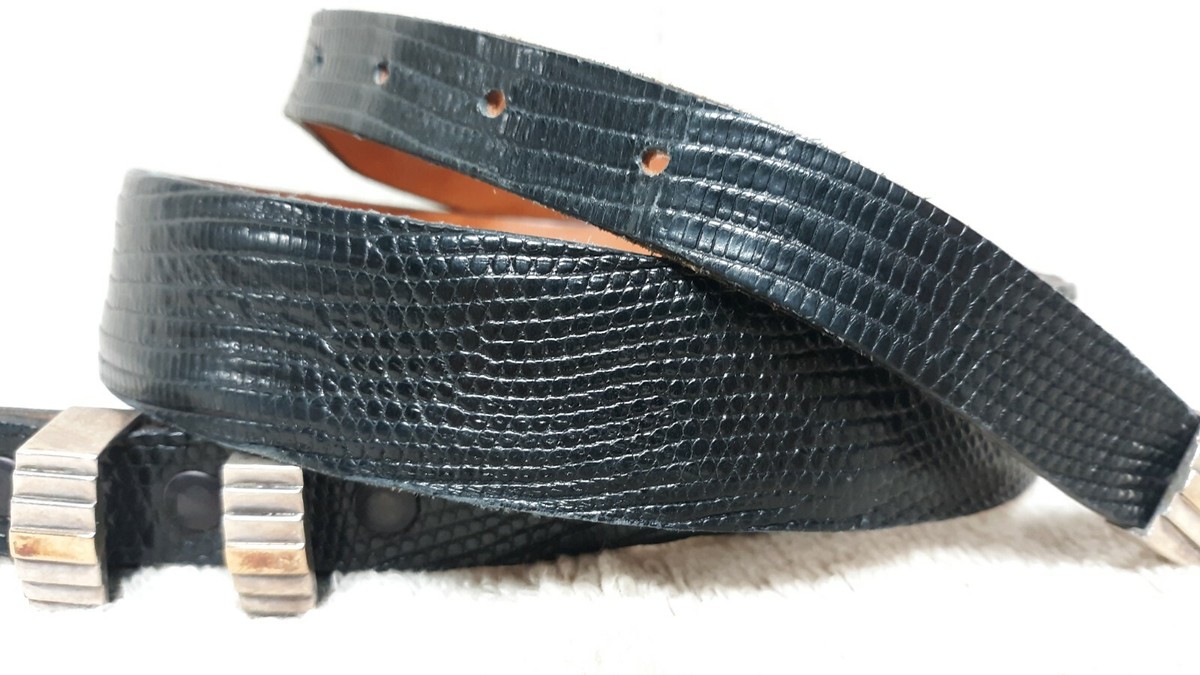 R Stump for JR LtD black lizard belt with sterling silver and 18k gold buckle 2 Vintage Tom Taylor Belt Santa Fe Sterling Silver buckle 32  main image 3