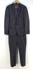 Politix mens suit set jacket size M slim + pants 32 charcoal grey 103954