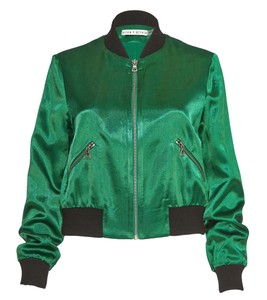 green silk bomber jacket