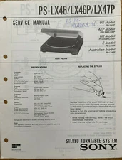 SONY PS-LX46 LX46P LX47P STEREO TURNTABLE SYSTEM ORIGINAL SERVICE REPAIR MANUAL