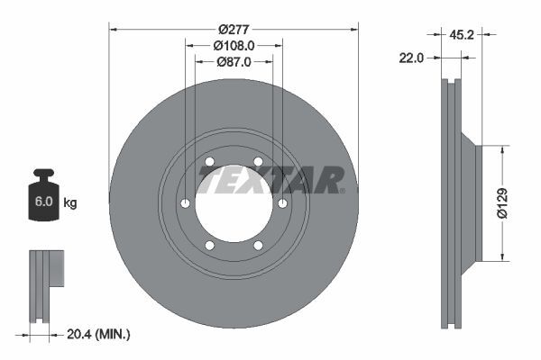 2X Textar 92149400 Bremsscheibe FüR Hyundai Mitsubishi-image