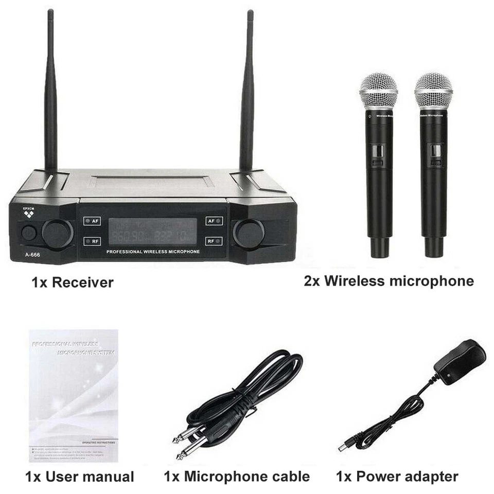Pro 2 Kanal UHF kabelloses Dual Mikrofon kabelloses Handmikrofonsystem - Bild 2 von 4