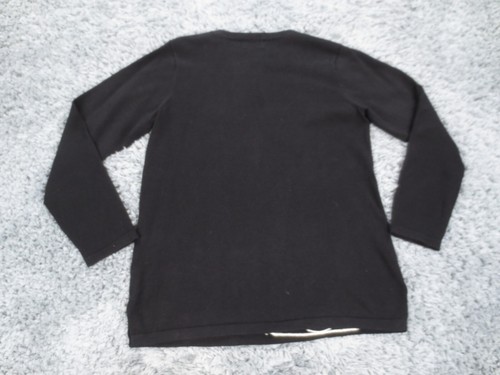 Quacker Factory Sweater Womens 8 Black Ramie Cotton Knit Winter Snow Snowman Art - Picture 12 of 12