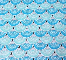 Cozumel BTY Studio 8 Quilting Treasures Aqua Blue Green Grey Shell Pattern