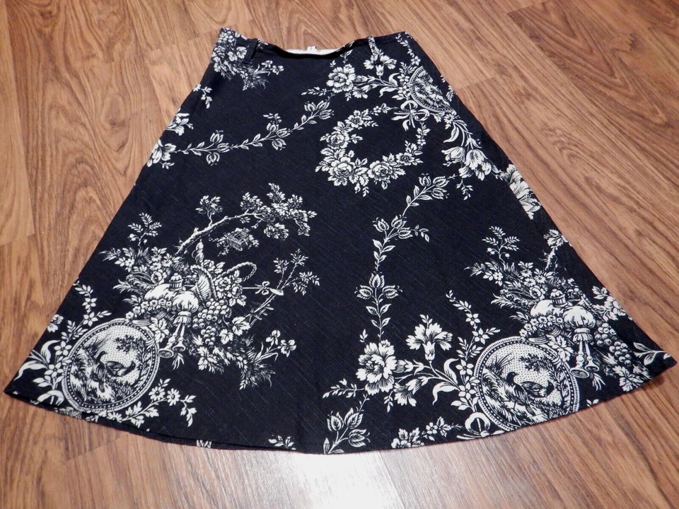 Falda ANTHROPOLOGIE Corey Lynn Calter con estampado de toile blanco y negro con bolsillo 2 XS 3E Foto 3 de 4