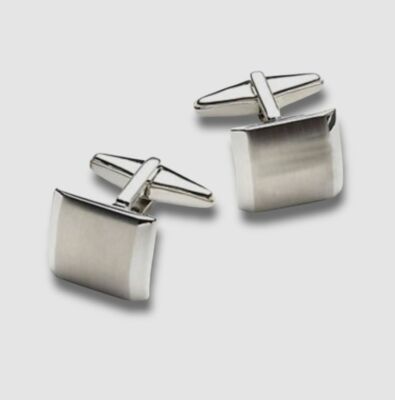 $40 Kenneth Cole Reaction Men's Silver Square Brushed Cuff Links