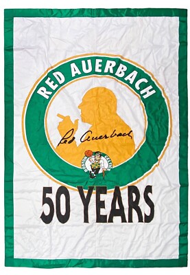 Red Auerbach Boston Celtics 50 Years Of Service Vintage Banner