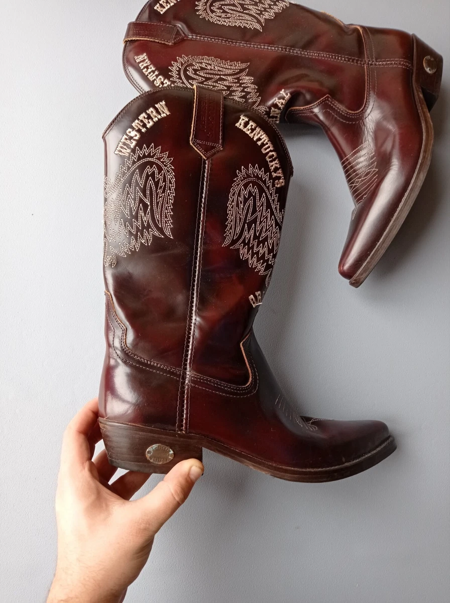 Western Leather Cowboy Boots size UK 8 Eur 42 | eBay