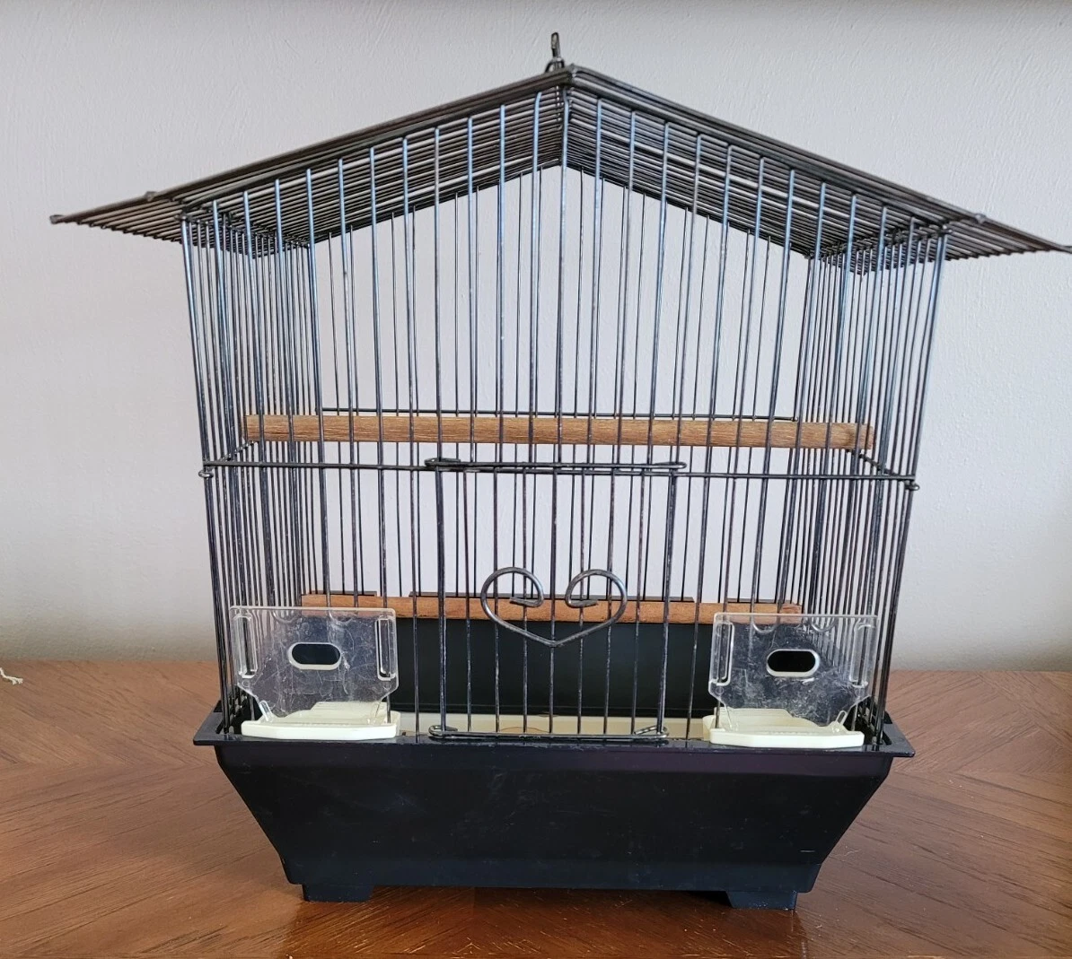 Vintage HOEI Metal Bird Cage w/Feeders Japan