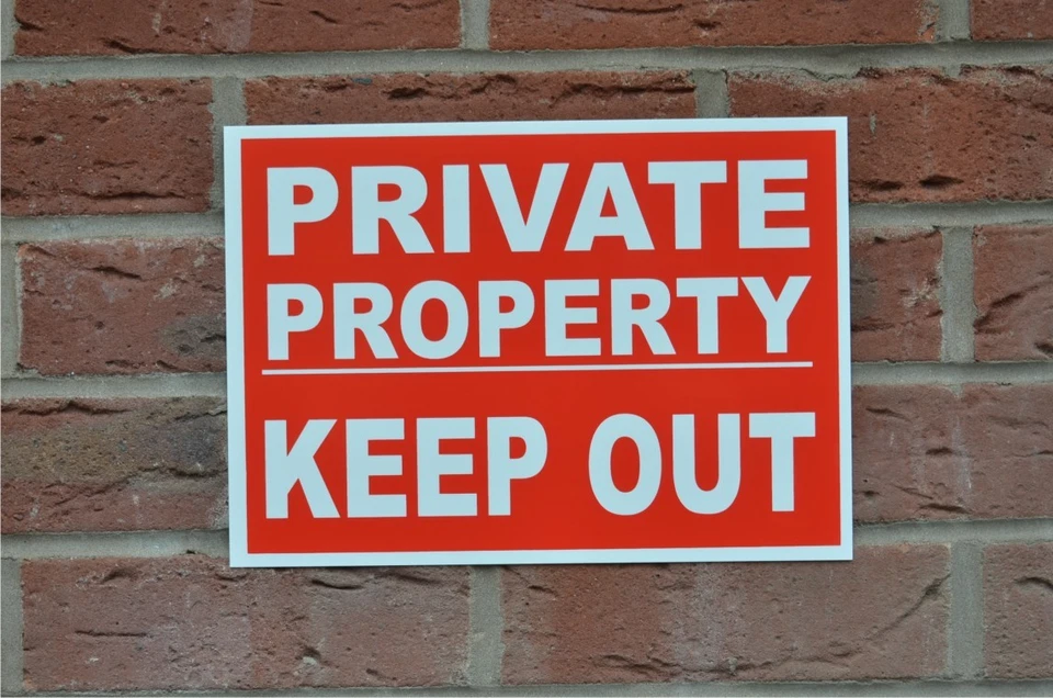 PRIVATE PROPERTY KEEP OUT plastic or dibond sign or sticker 3 sizes access